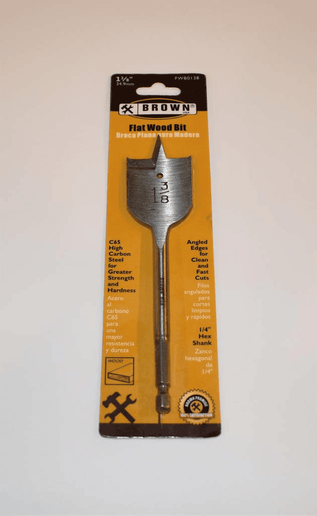 Brown Flat Wood bit 1-3/8 Inches and 7/16 inches for use in wood and wood-like materials. - FWB0138 - (3/8 inches) - FWB716 - (7/16 inches) Brown Flat Wood bit 1-3/8 Inches and 7/16 inches for use in wood and wood-like materials. - FWB0138 - (3/8 inches) - FWB716 - (7/16 inches)